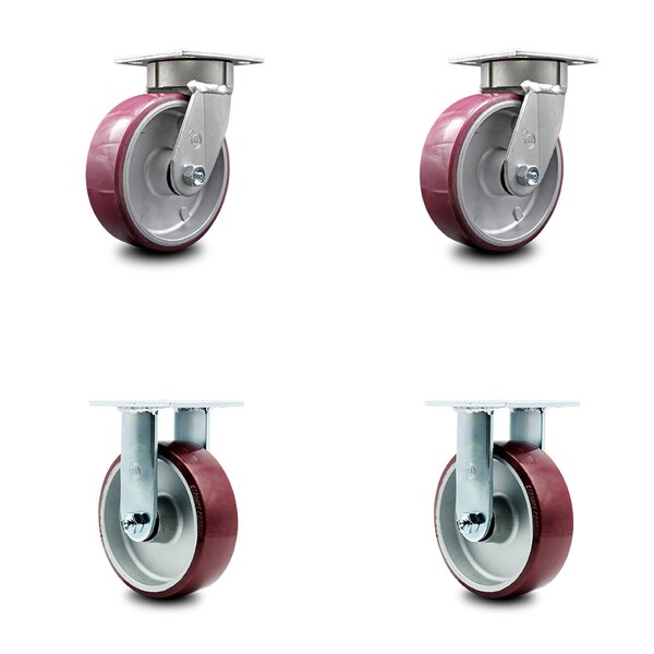 Service Caster 6 Inch Kingpinless Poly on Aluminum Wheel Swivel Caster Swivel 2 Rigid, 2PK SCC-KP30S620-PAR-2-R-2 - main